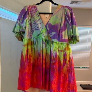 Plenty by Tracy Reese Vibrant Dress with Bubble Sleeves